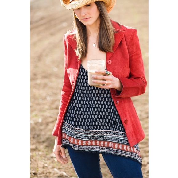 ♥️ Beautiful Wet Seal suede jacket in rust red.♥️ - Picture 3 of 9